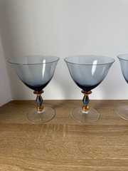 4- Mikasa Estate Slate Champagne Or Sherbet Glasses Wine Vintage Blue