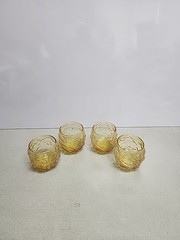 4 Anchor Hocking Lido Milano Honey Gold Amber Roly Poly Tumblers
