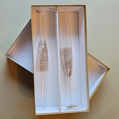 NEIMAN MARCUS Toasting Champagne Flutes, Gold Speckled