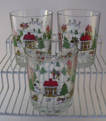 Jamestown Joy of Christmas 3 Double Old Fashioned Rocks Glasses 14 ounce Retired