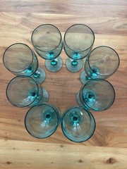 Luminarc Vive France Turquoise Wine Glasses Set Of 8 7.5” Tall EUC VTG