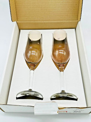 4 Lord & Taylor Pink Glass Wine Champagne Flutes Glasses Etched Starburst Stars