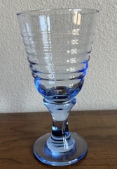 Vintage Libbey Sirrus Blue Wine Glass Goblet Ribbed Design 7” .