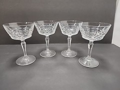 Vintage French Lead Crystal By W.M. Dalton Cherbourg Champagne Sherbet Glasses