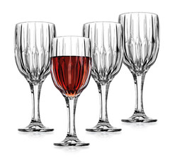 GODINGER PLEAT COLLECTION CRYSTAL RED WINE GLASS GOBLET 12 OZ 8″ H SET OF 4 NEW