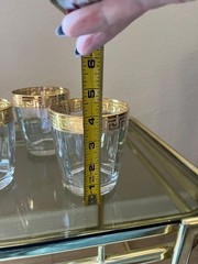 Cristalleria Fratelli Fumo Set of 4 Crystal Whiskey Rocks Glasses W/Gold Rim