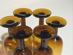 VTG Set of 6 Stemmed 3 oz Amber Glass Cordial Sherry Port Wine Liquor Glasses