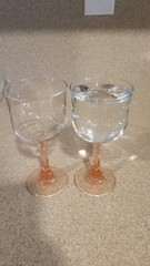 Vintage Cristal D’Arques Durand Blush Pink Stem Wine Glasses Set 2 ~France