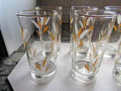 8-Piece Set Vintage Libbey Wheat Spray 12 oz. Beverage Glasses