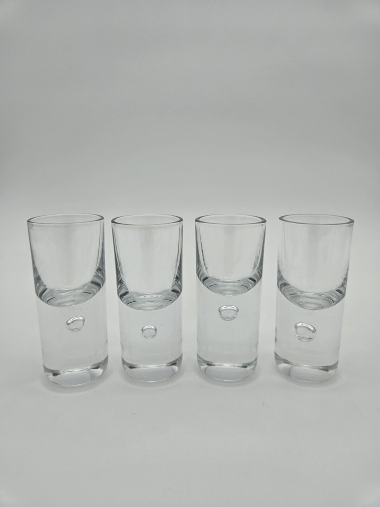 Kosta Boda Pippi Clear Bubble Liqueur Shot Glasses 3 3/8” Tall Qty 4