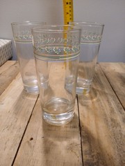 Anchor Hocking 3 Drinking Glasses Amity Pattern 3100/307 Vintage No Chips Cracks