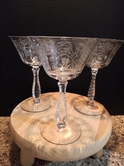 3 Vintage Low Water Wine Goblets