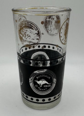 Set Of 3 Gold Coin and Black Glass Tumblers MCM Continental Can Company 4.5” H