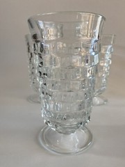 Set of 3 Vintage Whitehall Colony Cube Clear Footed 6″ Water Ice Tea Tumblers