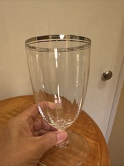 Mikasa STEPHANIE Crystal Platinum Rim, Optic Rib Ice Tea Water Goblet