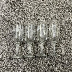 Set of 4 Eamon Glass Dublin CLADDAGH & Shamrock Champagne Flutes, 6 oz, 1990