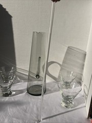 MCM 13″ Per Lütken Holmegaard Kastrup Smoke Glass Martini Pitcher W/4 Glasses