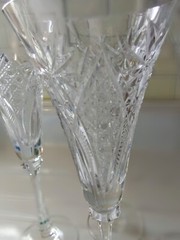 Oscar De La Renta Champagne Fluted Cathedral Crystal Glasses Stemware 4