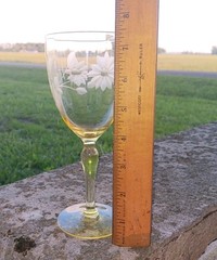 VTG YELLOW TOPAZ JUBILEE 7 1/4″ WATER GOBLET 11oz. LANCASTER GLASS EXC COND !!!!