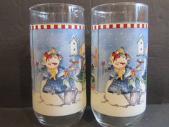 CAMBRIDGE POTTERIES-Winter’s Garden~Set of 2 Glass TUMBLERS~5.75″