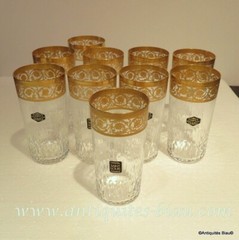 1 highball 14cm crystal Saint Louis Thistle gold model stamped perfect