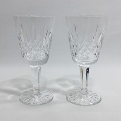 Vintage Waterford Crystal Lismore White Wine Glasses 5 3/4 in Tall 4 oz Set Of 2