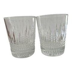 Set Of 2 Waterford Lismore Diamond Double Old Fashioned Glass 4 3/8″ Crystal