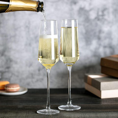 Champagne Flutes-Hand Blown Crystal Glasses Set of 4, 8Oz, Elegant | Premium Lea