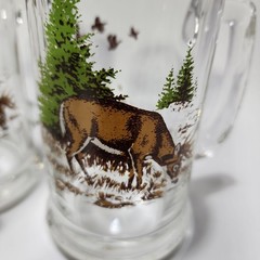 Set Of 4 – Vintage Libbey Wildlife Beer Mug Glasses Whitetail Deer 16 oz Hunt