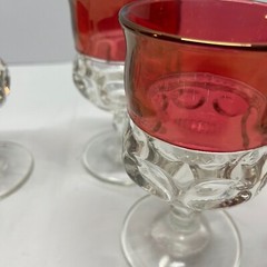 Vintage Kings Crown Ruby Flash Red Thumbprint Glass Set Of Four