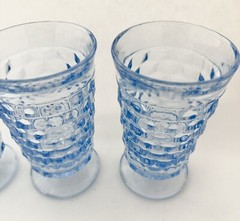 Colony • Whitehall Light Blue • Ice Tea Footed Glass • Flared Rim • Set Of 3