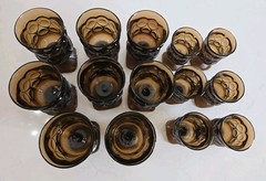 Vintage Noritake Spotlight Walnut Brown Goblets 14 Pieces Mid-Century Glasses