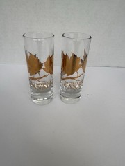 Canada Montreal Maple Gold Leaf Shot Glasses 4”set of 3