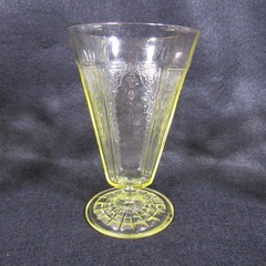 Vtg Anchor Hocking Set of 3 Princess Topaz 5 3/8″ Cone Tumbler Depression Glass