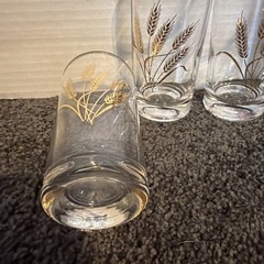 Set Of 4 Vintage Homer Laughlin Golden Wheat 22k Gold 4 Oz Juice Glasses MCM