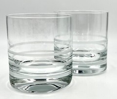 TWO CRAFTSMAN BY FORTESSA SCHOTT ZWEISEL CRYSTAL DOUBLE OLD FASHIONED GLASSES
