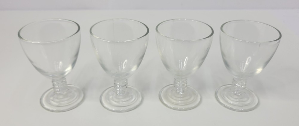 Set Of 4 Anchor Hocking Manhattan Glass Wine Cordial Ribbed Glass 3.5” Art Deco