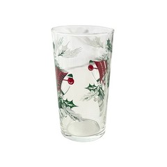 Hazel Atlas Christmas Tumblers (8) Holiday Glasses Vintage Holly & Bells 5″ H