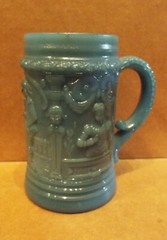 Vintage HTF Germany Blue Glass Stein Mug gluck ist murb jmer wirb das