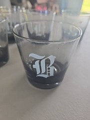 Set Of 7 Vintage Bar Smoked Tumblers Monogrammed 6 «B» And 1 «R»