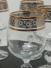 Bohemia Crystal Claudia Gold/Platinium Wine Glass Set Of 6