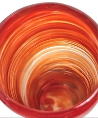 Vintage Heavy Handblown Persimmon Swirl Art Glass 7″ Highball Glass Large Pontil