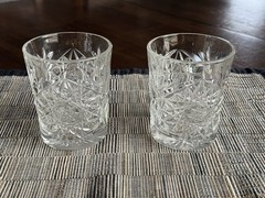 Vintage Libbey Crystal Glasses Hobstar Star of David Set 2 Torres Brandy