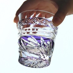 Purple 7oz Handmade Whiskey Glasses Edo Kiriko Crystal Whisky Glass Drinkware