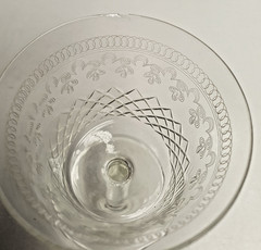 Pall Mall Lady Hamilton Port Wine Glass c1900s Etched & Cut 10.5cm Tall A/F chip