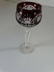 Vintage Bohemian Cut Amethyst Purple Wine Glass 5.75″ tall 1.75″ rim diameter