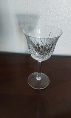Gorham Acid Etched Multi Faceted Stem 6.7/8″ Claret Wine Cherry Wood Glass-1