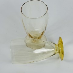 Heisey Old Dominion Sahara 6” Iced Tea Glasses Set of 2 Topaz Antique