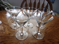 Martini Cocktail Cut Dots Crystal Gimlet Liqueur 5″ Smooth Stem – Set of 5