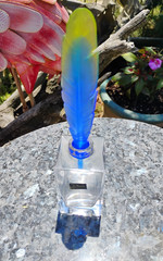 Perfume Bottle Hilton & McConnico Pate De Verre Blue Crystal Feather Daum France